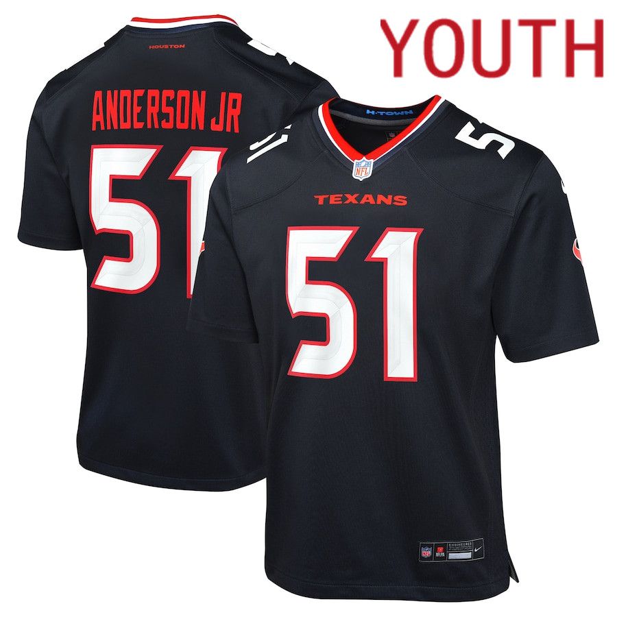 Youth Houston Texans #51 Will Anderson Jr. Nike Navy Game NFL Jersey->mlb hats->Sports Caps